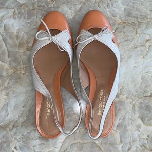 Sergio Rossi Women's Cream and Orange Slingback Flats